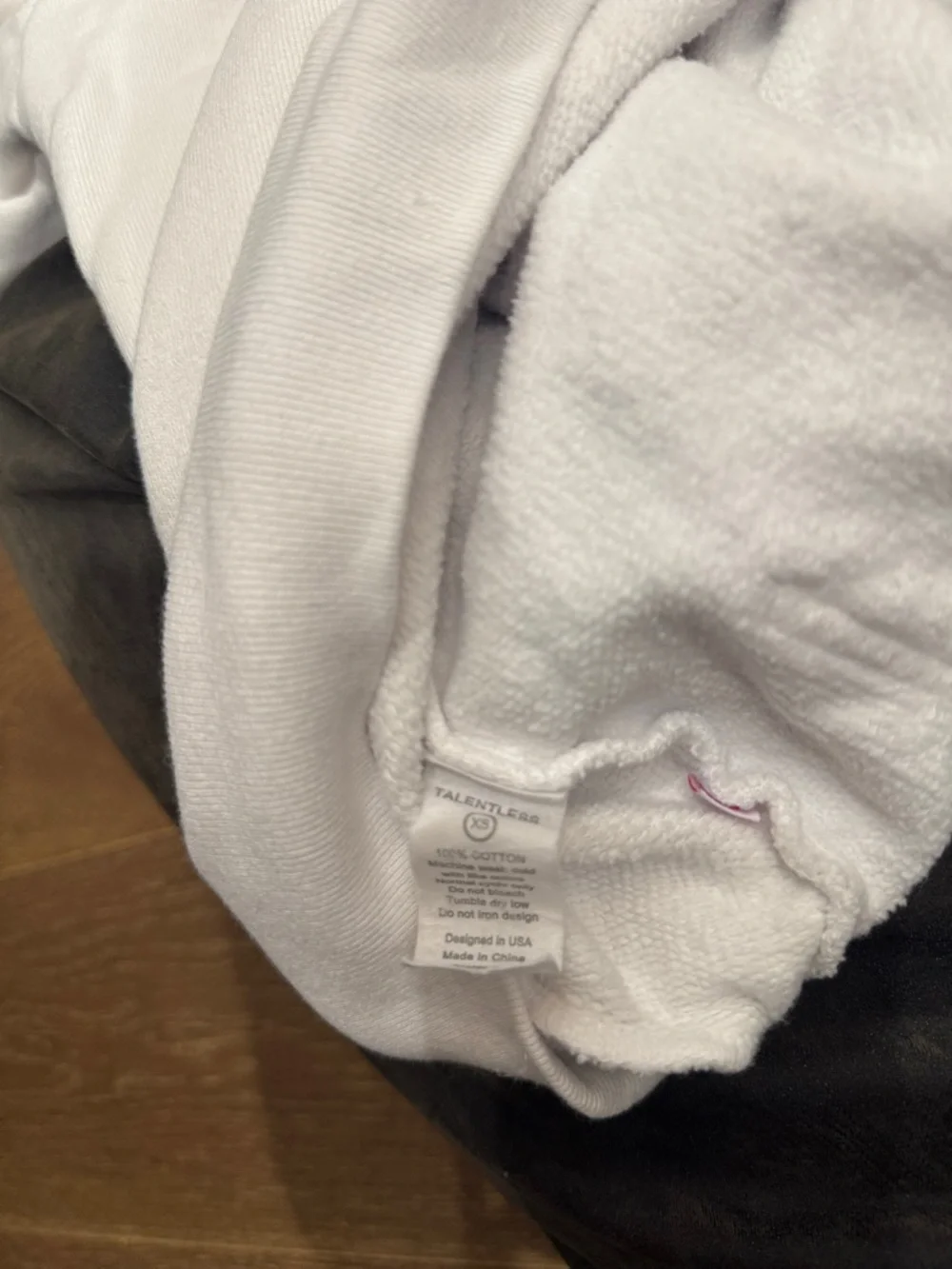 Talentless White Hoodie XS Oversized Logo Sweatshirt Pullover Streetwear Cozy - Picture 8 of 8